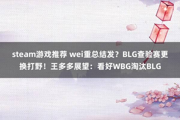 steam游戏推荐 wei重总结发？BLG查验赛更换打野！王多多展望：看好WBG淘汰BLG